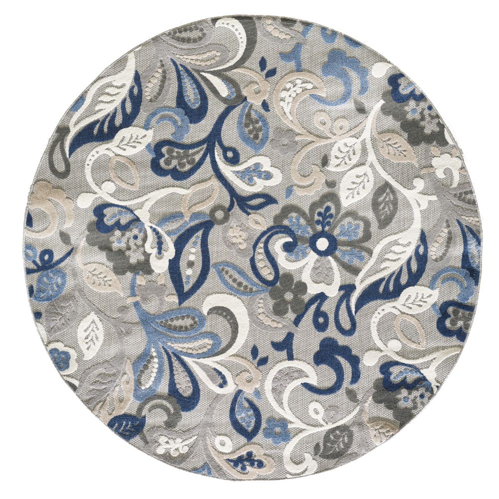 KAS CAA6922 Calla 7 Ft. 10 In. Round Rug in Grey/Blue